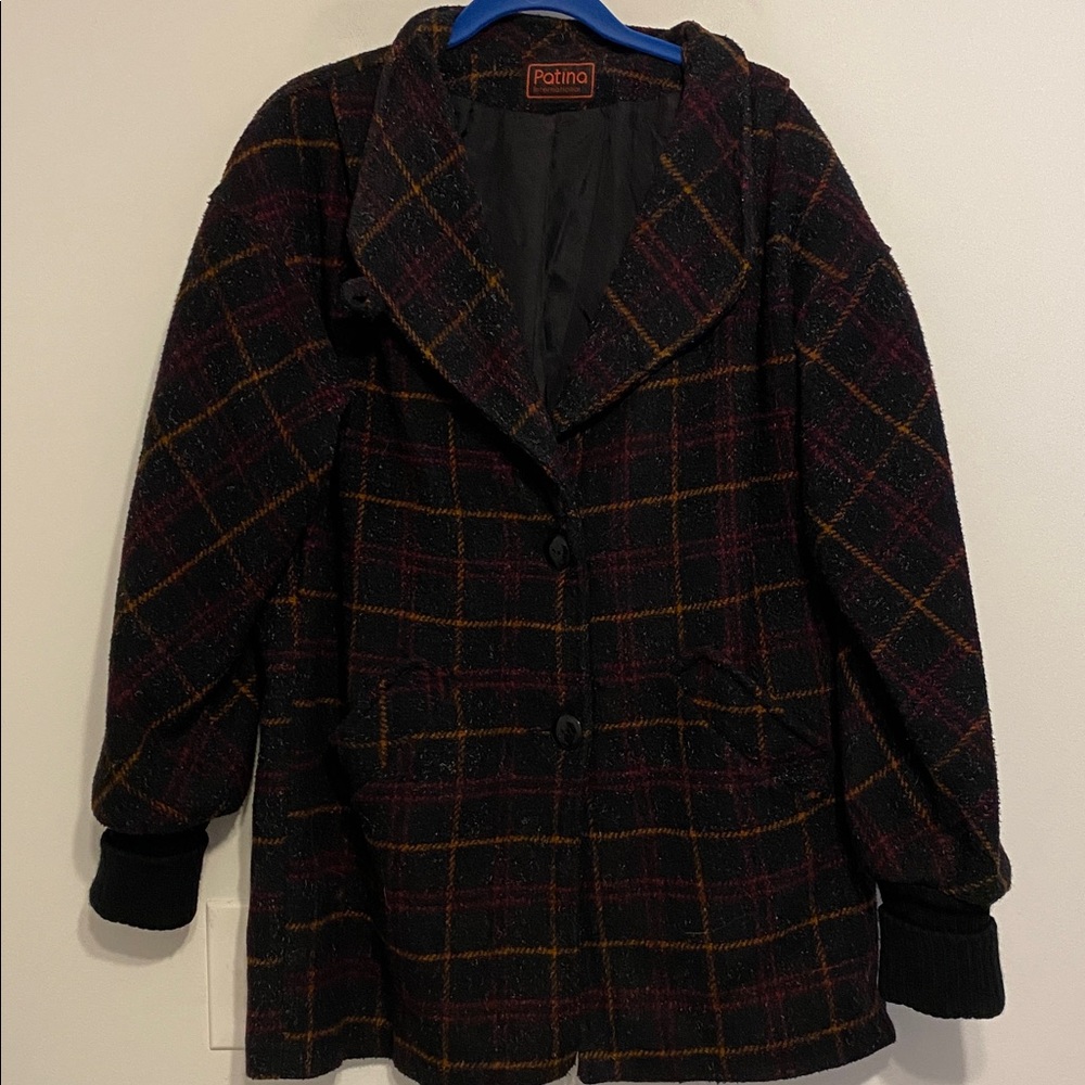 Patina Plaid Wool Coat, no tags, nice condition